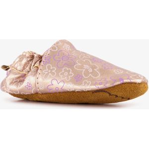 Groot leren babyschoenen met bloemenprint roze - Maat 17/18 - In cadeauverpakking