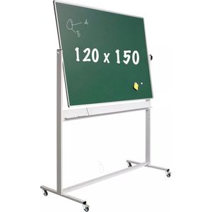 Krijtbord Deluxe Quincy - Magnetisch - Dubbelzijdig - Kantelbaar bord - Schoolbord - Eenvoudige montage - Emaille staal - Groen - 120x150cm