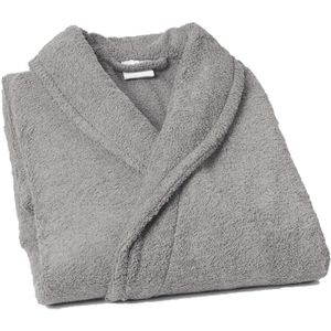 Zilveren Sjaalkraag Badjas XL - 100% Katoen, Warm en Absorberend