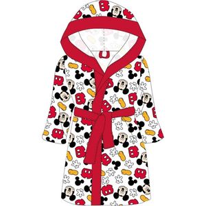 Mickey Mouse badjas wit/rood coral fleece maat 110/116