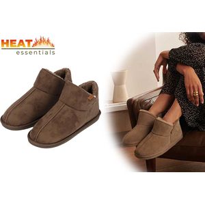 Heat Essentials - Suede Pantoffels Dames - Taupe- 41/42 - Dames Pantoffels - Sloffen Dames