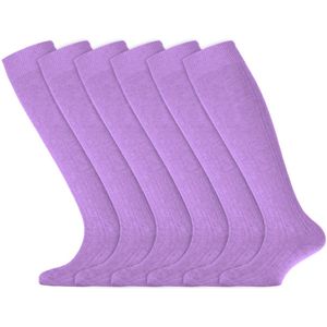 Meisjes sokken | Kniekousen met kabelpatroon | Merk: Yellow Moon | Kleur: Paars | Maat: 19 t/m 42 | 6 Paar