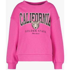 TwoDay meisjes sweater met tekst en panterkop roze - Maat 110/116