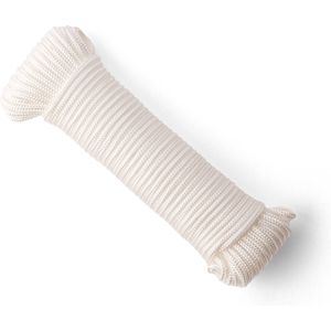 SNURO Gevlochten nylon Touw (4mm, 20M) - Slijtvast koord in sterke witte polyamide - Paracord koord - met zeer hoge breeksterktes