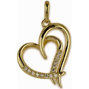 Silventi 9NBSAM-G210473 Gouden Hanger - Dames - Hartje - Zirkonia - 15,5 x 12,3 mm - 14 Karaat - Goud