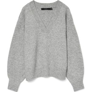 Vero Moda - Vmboom Ls V-neck Pullover Noos - Lichtgrijs Melange - Dames