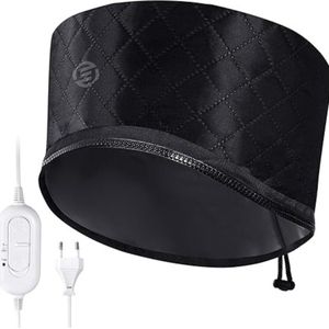 Equivera droogkap - Haar Stoomverzorging Verwarmende Kap - Verwarmde Kap voor Kroeshaar en Krullen - Capillary Salon Haarkap - Spa Home Proteïne Haardroger - Elektrisch (Zwart)