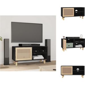vidaXL TV-kast Classic - TV-kast - 80 x 30 x 40 cm - zwart cellulose - hout - rattan deur - Kast