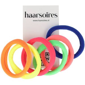 Haarsoires Haarelastieken Basic - Endless - Color Mix – Roze Geel Oranje Blauw Groen - Set van 6 - Eenvoudige Haar Elastieken voor Dagelijks Gebruik