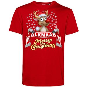 T-shirt kind Alkmaar | Foute Kersttrui Dames Heren | Kerstcadeau | AZ Alkmaar supporter | Rood | maat 80