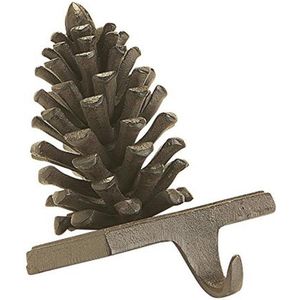 Gietijzeren Kousenhouder met Dennenappelmotief - Donkerbruin