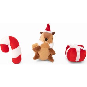 Zippy Paws -Holiday Miniz 3 pack - Festive Friends - Pluche Hondenspeelgoed - Kleine Honden