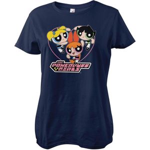 Power Puff Girls Damen T-Shirt Powerpuff Girls Heart Girly Tee WB-5-PPG003-DTF846 Navy-S