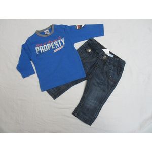 dirkje , jongens , kledingset , tshirt lange mouw blauw + jeans , 6 maand 68