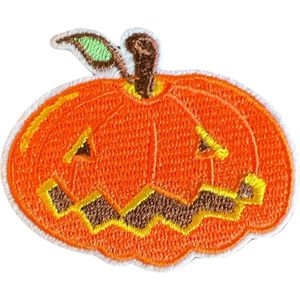 Pompoen Halloween Strijk Embleem Patch 7.6 cm / 5.2 cm / Oranje Geel Zwart