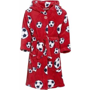 Playshoes - Fleece badjas voor kinderen - Voetbal - Rood - maat 158-164cm (13-14 jaar)