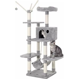 In And OutdoorMatch Luxe Krabpaal Iqbal - Voor Katten - 152cm - Grijs - Zachte Kattenmand Hangmat - Kattenspeelgoed - Geschikt voor kleine kittens