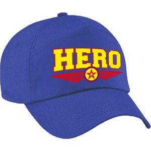 Hero pet blauw voor volwassenen - superheld baseball cap - hero jarig / kado pet - baseball cap voor helden