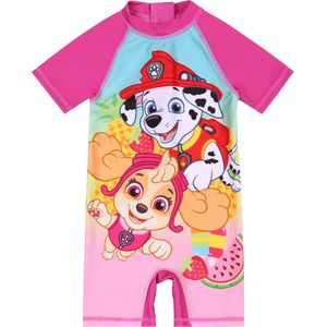 Paw Patrol - Meisjesbadpak, Roze, Korte Mouw UV 50 / 86-92