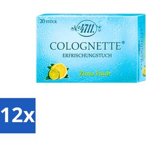 12 x 4711 - Verfrissingsdoekjes - Verfrissende Citroengeur - 20 Doekjes - 4711 Lemon - Verfrissingsdoekjes - Verfrissende Doekjes - Citroen Geur - Eau De Cologne