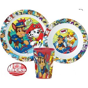 Paw Patrol comics 3 delig ontbijtset - bord, schaal en beker 260ml