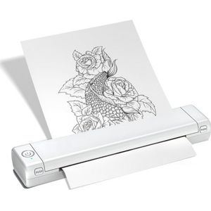 Thermische A4 Printer – Tattoo Stencil Printer – Draagbare Bluetooth Printer – Inktvrij & Draadloos – Inclusief Opbergtas – Voor Professionals & Studenten – Wit