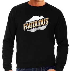 Foute Fabulous sweater in 3D effect zwart voor heren - foute fun tekst trui / outfit - popart L