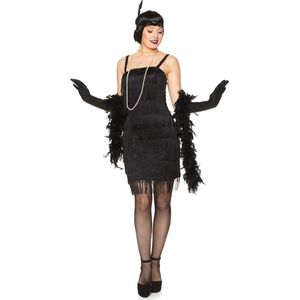 Karnival Costumes 20's Party Jaren 20 Stralende Zwarte Flapper Jurk Charleston Kostuum Carnavalskleding Dames Carnaval - Polyester - Zwart - Maat XS - 3-Delig Jurk/Handschoenen/Hoofdband