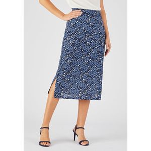 Damart - Gebreide rok van crêpe met splitten - Dames - Blauw - XS