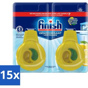 Finish Deo Odorstop - Vaatwasverfrisser - Citroen Parfum - Anti-geur - Tot 120 Afwasbeurten - Bulkverpakking - 15 stuks