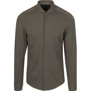 Pure The Functional Shirt Super Stretch Bruin - Maat 38 - Heren - Overhemden Casual