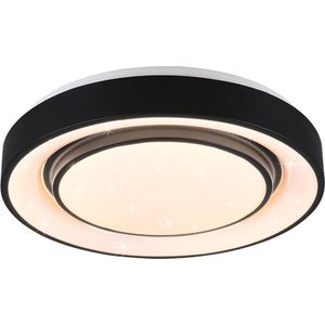 LED Plafondlamp WiZ - Smart LED - Plafondverlichting - Trion Monan - 20W - Aanpasbare Kleur - RGBW - Dimbaar - Rond - Mat Zwart - Aluminium