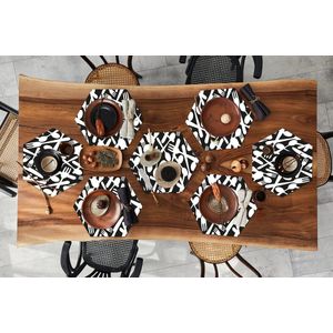 Placemats hexagon - Onderleggers placemats - Placemat zeshoek - Bestek - Patronen - Zwart Wit - 8 stuks