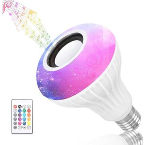 Bluetooth Muziek Lamp RGBW Kleur E26 Base Afstandsbediening Luidspreker LED Gloeilamp met Geïntegreerde Bluetooth Speaker voor Bar Slaapkamer Restaurant 100‑240V