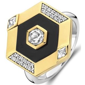 TI SENTO Dames Ring - 925 zilver - Zwart - Maat 16.50 mm / maat 52 - 12356BL