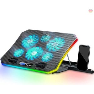 Laptop Cooler - Ergonomisch - Geluidloos - 15,6-17,3 Inch - Verstelbaar - Telefoonhouder