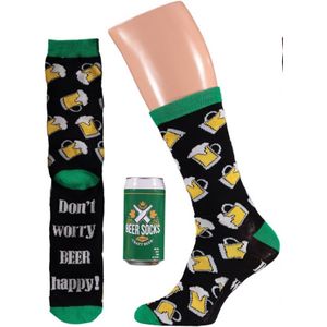 Apollo - Bier sokken giftbox - Groen - Maat 42/47 - Geschenkdoos - Cadeaudoos - Giftbox mannen - Beer socks - Bier sokken heren