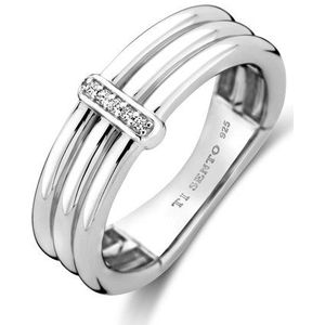 TI SENTO Dames Ring - 925 zilver - Zirconia wit - Maat 18.50 mm / maat 58 - 12344ZI