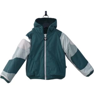 Ducksday - Omkeerbare Winterjas - Kinderen - Jongen - Meisje - Waterdicht - Sherpa fleece - Winddicht - - Donkergroen - Donkergroen teddy - Unisex - maat 122/128 - 8 jaar