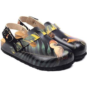 Goby Tropical Clogs Dames - Vegan Leer - Vogel en Bladeren Print - Maat 35