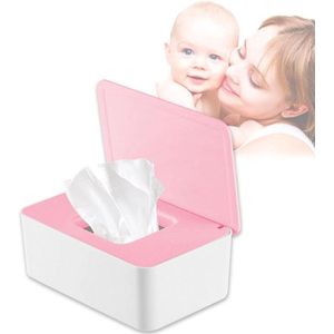 Zeynomax - Grote box voor vochtige doekjes thuis en kantoor - Vochtige toilet papierdoos - Verzorgingsdoeken opbergbox met deksel - Waterdichte vochtinbrengende zakdoekdispenser