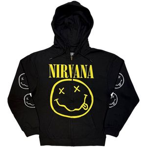 Nirvana - Yellow Happy Face Vest met capuchon - S - Zwart