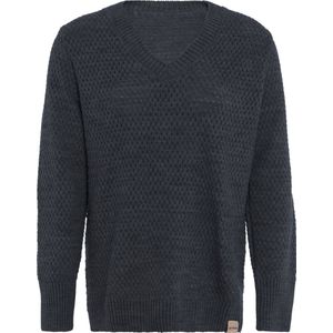 Knit Factory Ilse Gebreide V-hals Trui Gebreide Dames Trui - Grof gebreid - Trui dames winter - Pullover dames - lange mouw - Wintertrui - Damestrui - Boothals - Antraciet - 36/38