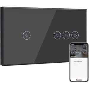 Slimme ZigBee Lichtschakelaar met Dimmerfunctie - Inbouw Glas, Smart Home Compatibel, Zwart
