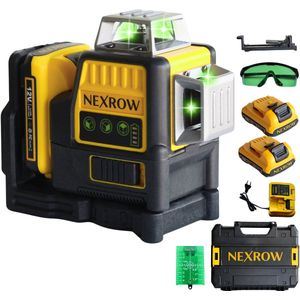 Nexrow 16-lijn Kruislijnlaser - Zelfnivellerende 360° Graden Groene laser - Incl. 2x accu & handige draagkoffer - Lijnlaser - Bouwlaser - Laserwaterpas