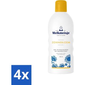 Melkmeisje - Bad & Douche Zonnebloem - Romig Parfum - 1000 ml - Voordeelverpakking - 4 stuks