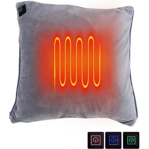 Leonova® - warmtekussen - verwarmd kussen - warmtekussen elektrisch - 42x42x3 cm - 3 warmte instellingen - grijs - draagbaar