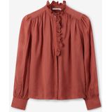 Sissy-Boy - Blouse - Rood - Pofmouwen - Hoge Hals met Ruffle Embroidery