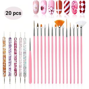 GUAPÀ® Nagel Penselen Set 20 pcs | Nail Art Penselen | Gel Penseel | Nagel Decoratie | Nail Brush | Nail Liner Brush | Dotting Penselen | Acrylic | Nepnagels | Builder Gel Penseel | Acryl Forms | 20 Nagel Nail Art Penselen