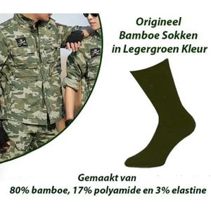 6-Paar Origineel Bamboe Sokken in Legergroen Kleur 43-45